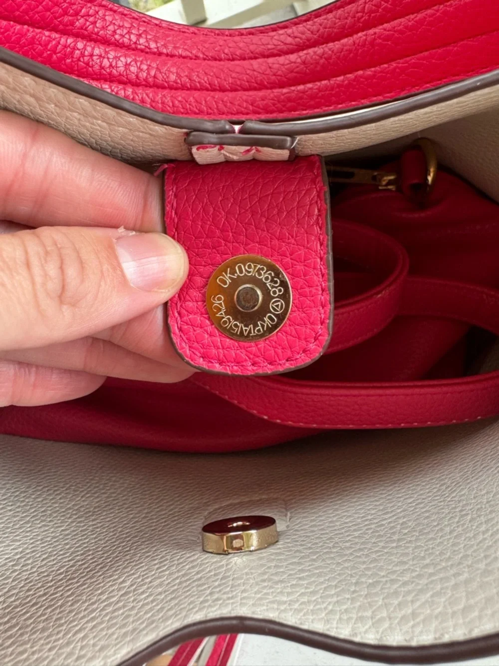 Pebbled Bright Pink Purse w/ Removable Shoulder Strap and Matching Pouch